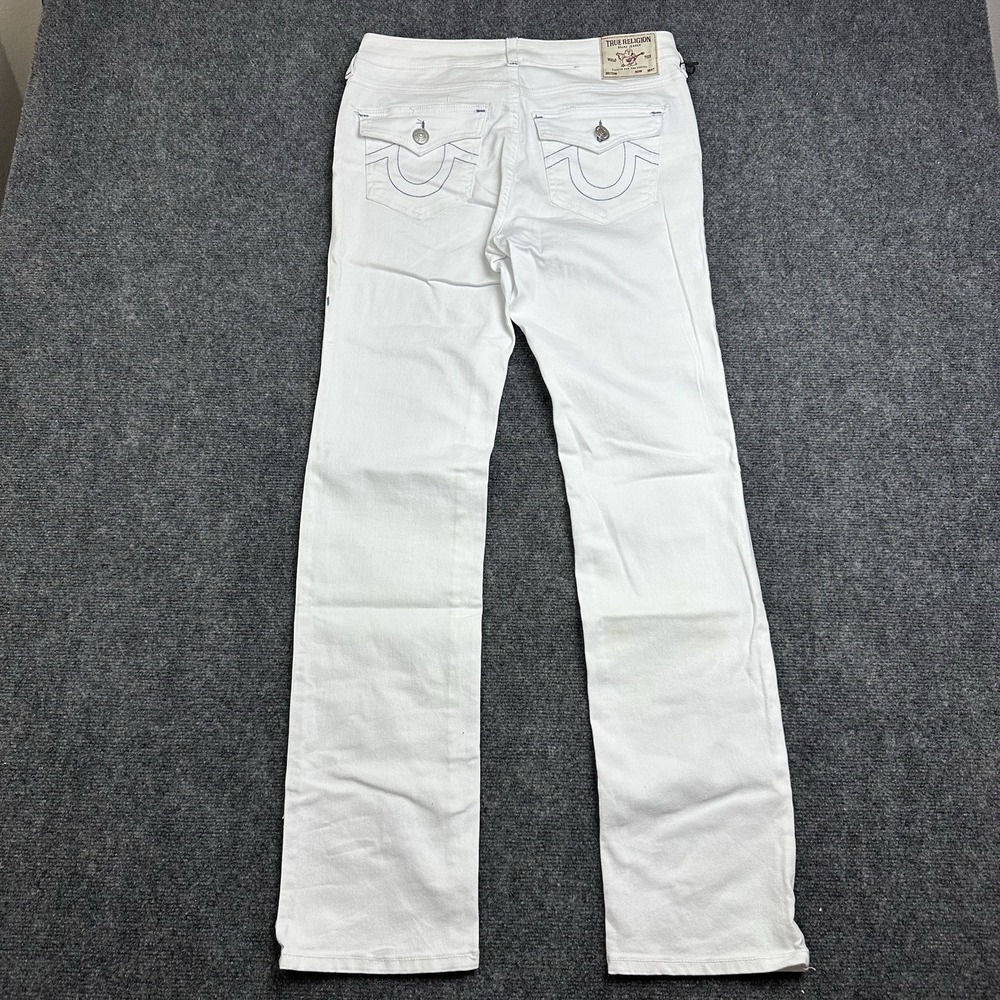 True Religion Womens Billie Straight Big T Mid Rise White Jeans NWT Grunge 29